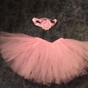 Newborn Photo Tutu and Matching Headband in Pink